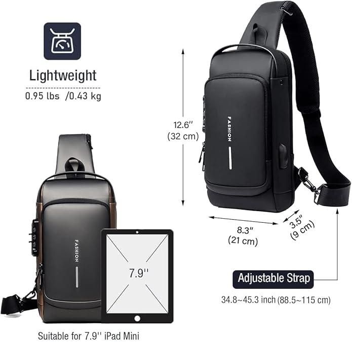 Product Title: Lightweight Anti-Theft Crossbody Sling Bag – USB Charging Shoulder Backpack