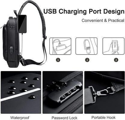 Product Title: Lightweight Anti-Theft Crossbody Sling Bag – USB Charging Shoulder Backpack