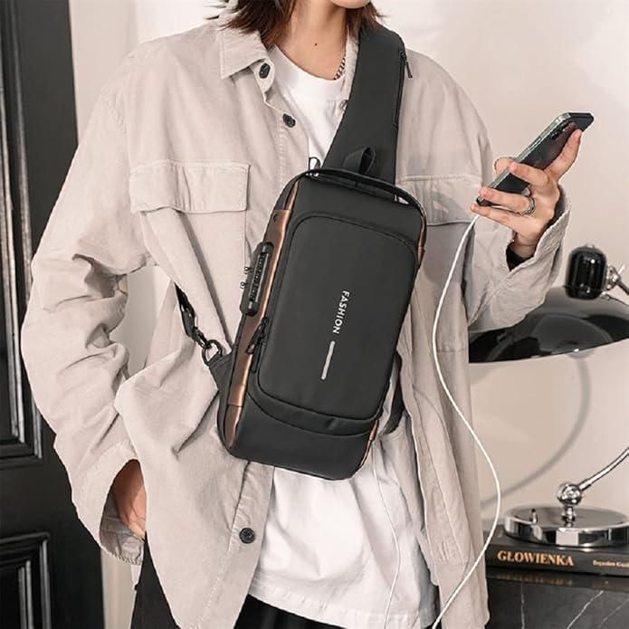 Product Title: Lightweight Anti-Theft Crossbody Sling Bag – USB Charging Shoulder Backpack
